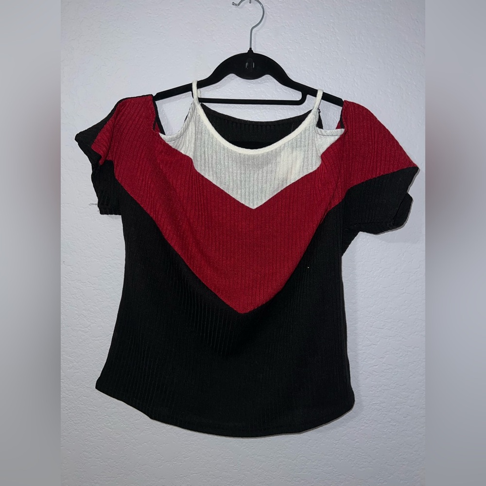 Multi-Colored Off The Shoulder Shirt